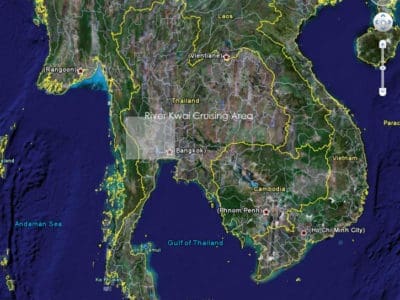 Thailand and River Kwai Cruising Area Map